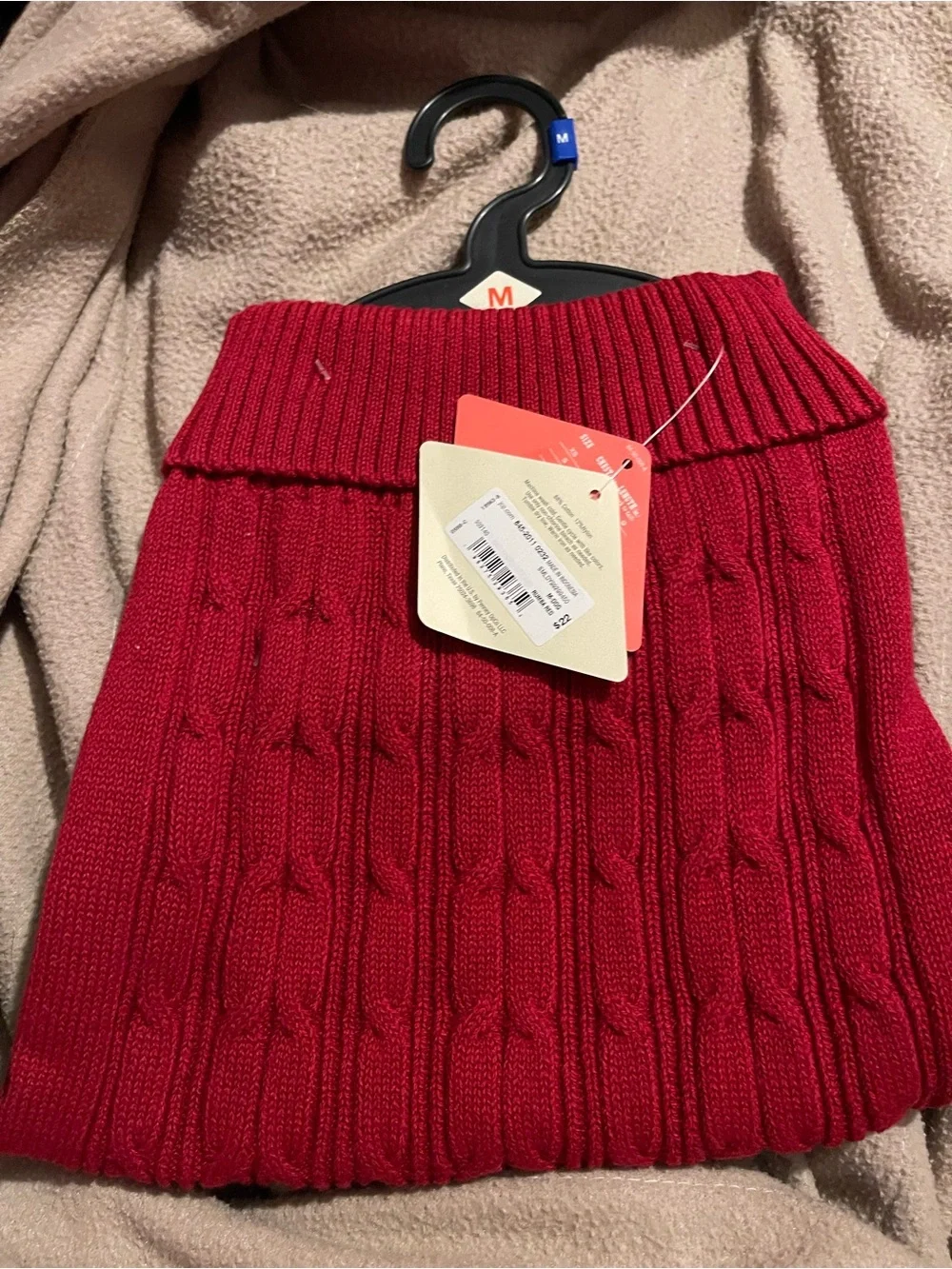 NWT Red Cable Knit Dog Sweater - Medium